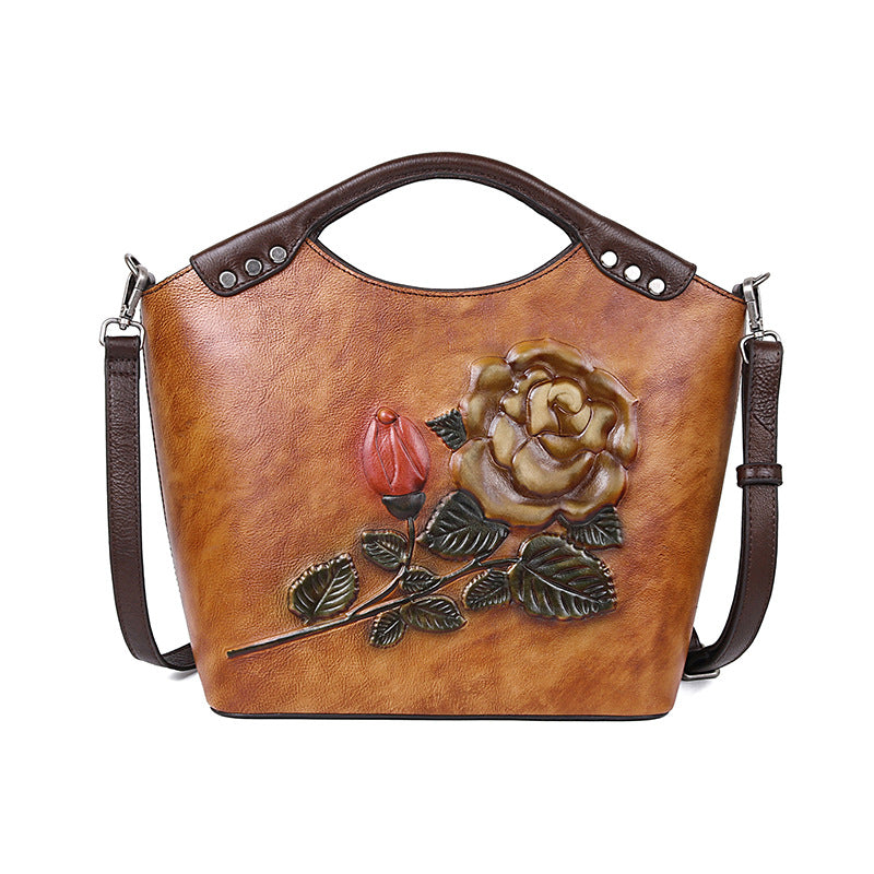 HEARTFELT ROSE™ Leather Handbag - Real Cowhide Leather with 3D Rose Embossed